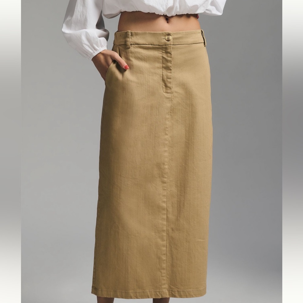Anthropologie Tan Midi Skirt
